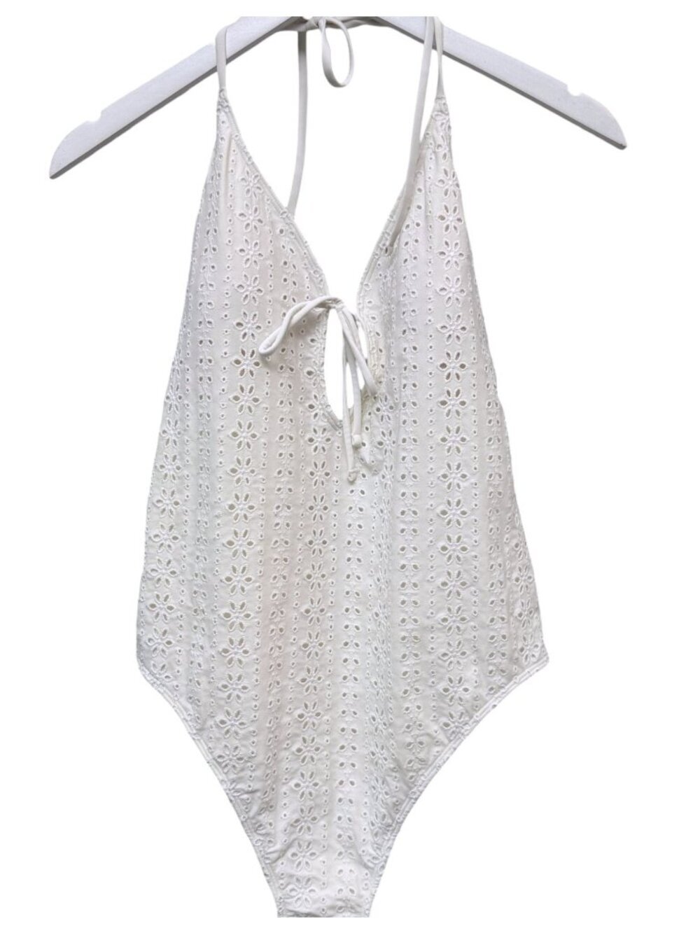 HOLLISTER One Piece Swimsuit XL White Eyelet Halter Womens Swim Wear